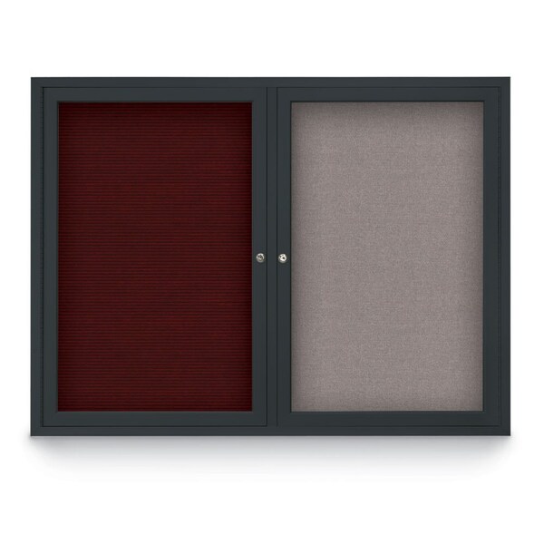 Decor Wood Combo Board, 48"x36", Light Oak/Black Porcelain & Buff